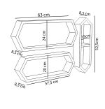 Set 3 rafturi din lemn Desi Homs, 63 x 24 x 8.5 cm, maro