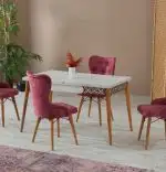 Set masa extensibila cu 4 scaune tapitate Valentina Homs 170 x 80 cm