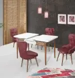 Set masa extensibila cu 4 scaune tapitate Valentina Homs 170 x 80 cm