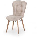 Set masa extensibila cu 4 scaune tapitate Homs nuc 170 x 80 cm