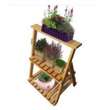 Etajera flori din lemn, Homs Garden 4, Natur, 69 x 58 x 50 cm
