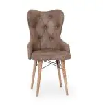 Set masa extensibila cu 4 scaune tapitate bej Valentina Homs 170 x 80 cm