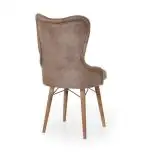 Set masa extensibila cu 4 scaune  masa alb tapitate maro Valentina Homs 170 x 80 cm