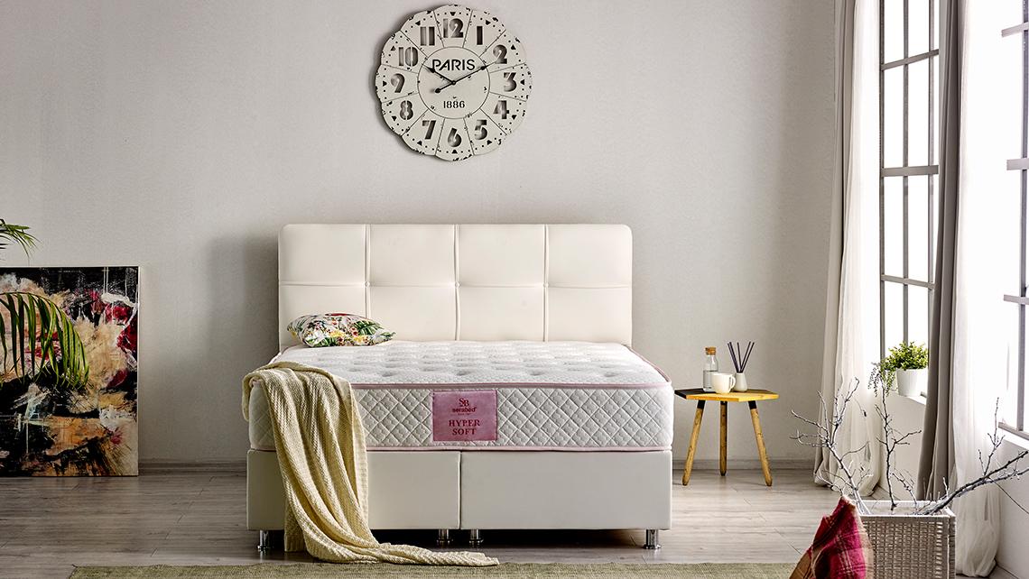 Baza de pat cu lada si tablie tapitata Hyper Soft Homs 120x 200 cm