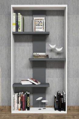 Biblioteca, Dante Homs, gri antracit/alb, 160 x 90 x 20 cm, PAL