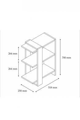 Masuta laterala Gabrielle Homs, alb/nuc, 52 x 70 x 25 cm, PAL