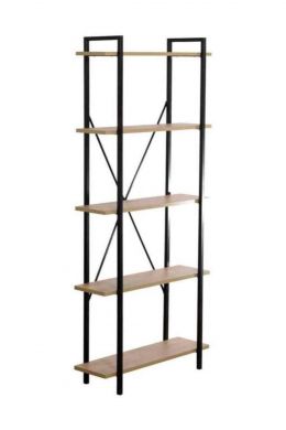 Etajera cu 5 polite, Bookster Homs, nuc/metal, 72 x 170 x 25 cm