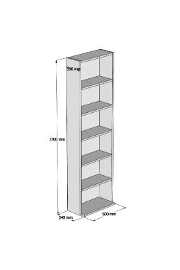 Biblioteca/etajera carti, Wink Homs, alb, 170 x 50 x 19.6 cm, PAL