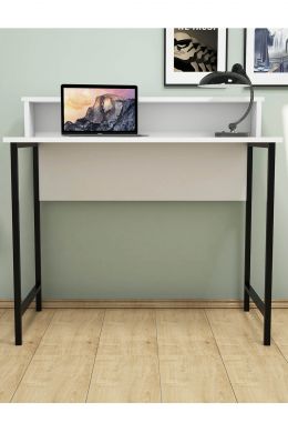Birou/masa PC, Uso Homs, alb/negru, 90.8 x 90 x 50 cm, PAL/metal