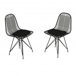 Set 2 scaune metal, Dining Homs, negru 80 x 42 x 45 cm