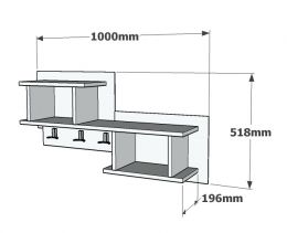 Raft suspendat cu agatatori Nizza Homs, 100 x 51.8 x 19.6 cm, alb