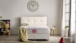 Baza de pat cu lada si tablie tapitata Hyper Soft Homs 150x 200 cm