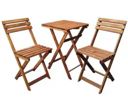 Set masa cu doua scaune, Bistro Homs, Natur, 50x73x50, 38x27x43/79 cm, Lemn