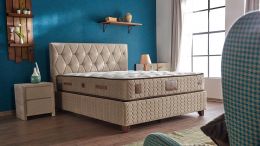 Baza de pat cu tablie si saltea Cashmere Homs 180×200 cm