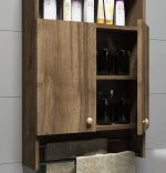 Dulap cu portprosop pentru baie, Ada Homs, nuc, 87 x 60 x 15 cm, PAL