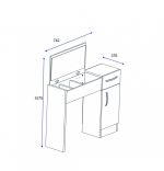 Masa de toaleta cu spatii depozitare Jade, 74.2 x 107.5 x 37.6 cm, alb