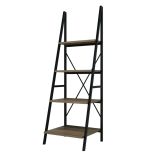 Biblioteca scara metal, Passi Homs, nuc/negru, 150 x 50 x 44 cm