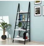 Biblioteca scara metal, Passi Homs, alb/negru, 150 x 50 x 44 cm