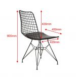 Set masa cu 4 scaune metal, Dream Homs, nuc/negru 70 x 110 cm