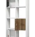 Biblioteca cu dulapuri, Ena Homs, alb/nuc/gri antracit, 150 x 78 x 22 cm, PAL
