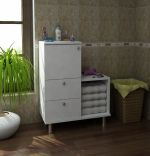Mobilier baie cu 4 spatii depozitare Functional Homs , 67.4 x 87 x 29.5 cm, alb