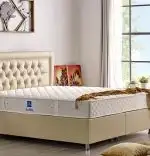 Baza de pat cu lada si tablie tapitata Safir Homs 140x 190 cm