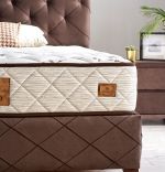Baza de pat cu tablie si saltea Bamboo Homs 140×190 cm