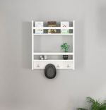 Etajera functionala cu agatatori Harley Homs, 53.6 x 60 x 14.5 cm, alb