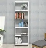 Biblioteca cu etajere carti, Homs Design, alb, 160 x 50 x 20 cm, PAL