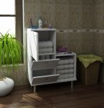 Mobilier baie cu 4 spatii depozitare Functional Homs , 67.4 x 87 x 29.5 cm, alb