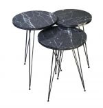 Set 3 masute de cafea, Letitia Homs, negru, 30 x 30 x 40 cm, PAL/metal