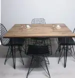 Set masa + 4 scaune metal, Dream Homs, negru-nuc 80 x 120 x 75 cm