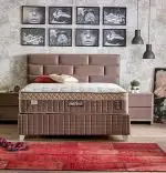 Baza de pat cu tablie si saltea Native Homs 90× 190 cm