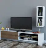Comoda TV, Naz Homs, alb/Nuc, 160 x 33 x 27 cm, PAL 18 mm