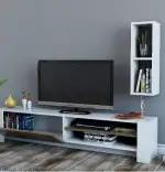 Comoda TV, Naz Homs, alb/Nuc, 160 x 33 x 27 cm, PAL 18 mm