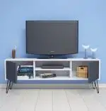 Comoda TV, Hare Homs, alb/gri antracit, 50 x 140 x 30 cm, PAL/metal