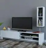 Comoda TV, Naz Homs, alb, 160 x 33 x 27 cm, PAL 18 mm