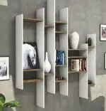 Raft de perete, Doremi Homs, 180 x 160 x 22 cm, alb/nuc