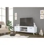 Comoda TV din pal, Adela Homs, alb, 140 x 40 x 3 cm