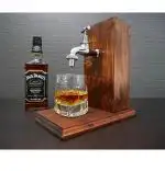 Stand sticle whiskey cu robinet din lemn, Homs Bar, Natur, 25 x 14 x 30 cm