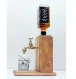 Stand sticle whiskey cu robinet din lemn, Homs Bar, Natur, 25 x 14 x 30 cm