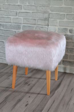 Taburet patrat roz  Dulce Homs 42 x 45 x 42 cm, blana eco