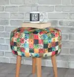 Taburet rotund colorat Dulce Homs, 42 x 45 x 42 cm, textil multicolor
