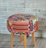 Taburet rotund Etnic Homs, 42 x 45 x 42 cm, multicolor
