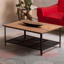 Masa de cafea Fier Homs, 60 x 90 x 42 cm, nuc/negru