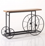 Masa servire cu raft, Chef Homs, lemn/metal, 148 x 85 x 28 cm, nuc/negru