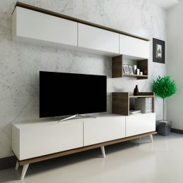 Ansamblu mobilier 2 piese living, Nocce Homs, 180.4 x 33.1 x 72 cm, alb/nuc