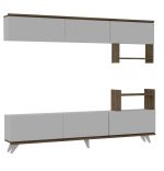 Ansamblu mobilier 2 piese living, Nocce Homs, 180.4 x 33.1 x 72 cm, alb/nuc