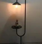 Resigilat:Masuta cu lampadar Decora Homs, negru, 160 x 40 cm, metal/pal 18 mm