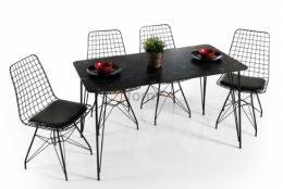 Masa bucatarie aspect marmura, Bety Homs 70 x 110 cm, negru